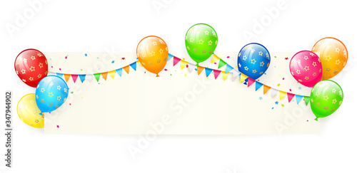 Birthday Card with Balloons and Pennants