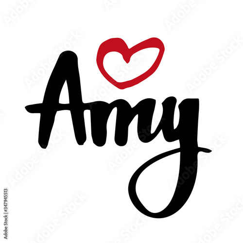 Female name drawn by brush. Hand drawn vector girl name Amy. photo