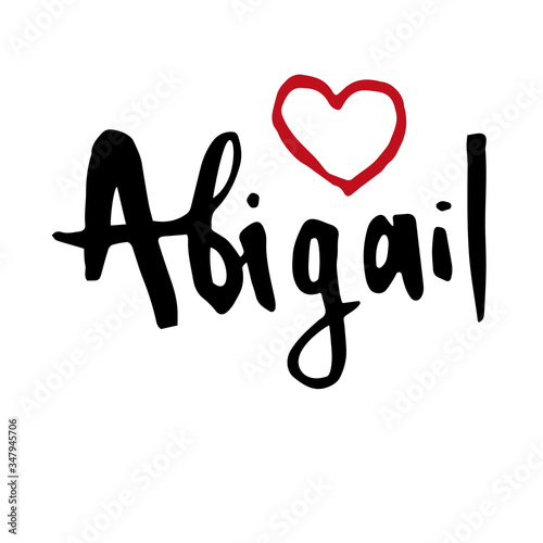 Female name drawn by brush. Hand drawn vector girl name Abigail. photo