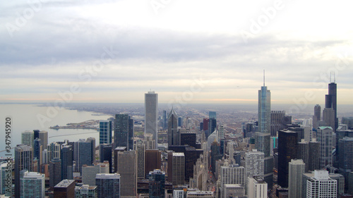 CHICAGO  ILLINOIS  UNITED STATES - DEC 11th  2015  View from John Hancock tower fourth highest building in Chicago