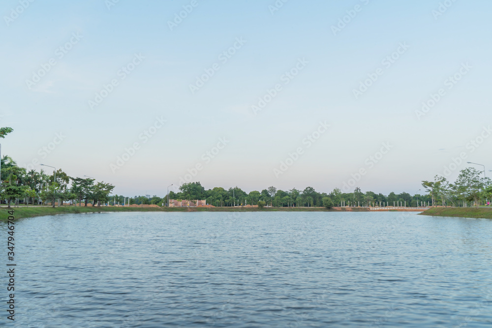 Sky blue background pond. Natural background bright,Thailand-Malaysia border Sky blue background pond. Natural background bright,Thailand-Malaysia border