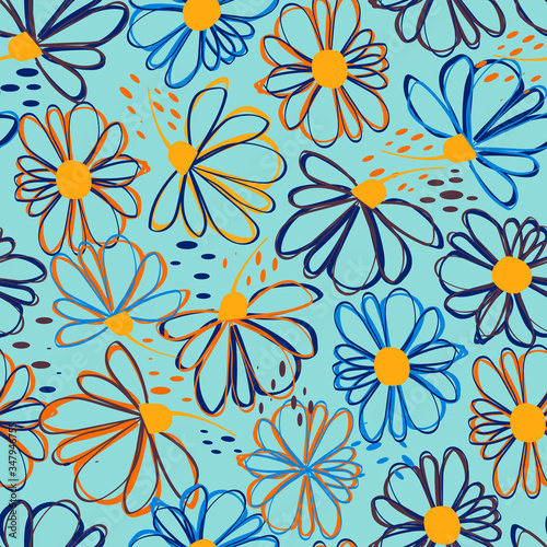 Seamless pattern with colorful pretty flowers. Floral design for beauty products, fashion prints, wallpaper, surface decoration and more
