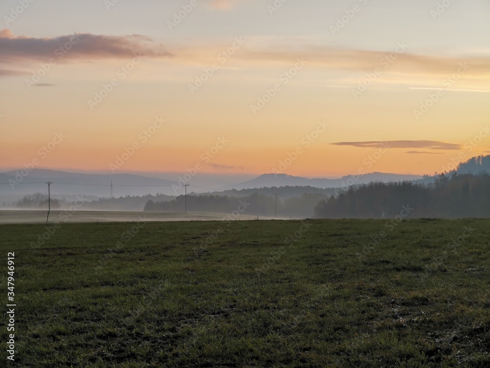 sunset over the field