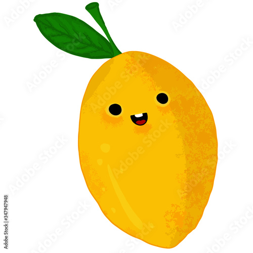 Zitrone Kawaii lachend niedlich gelb grün