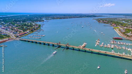 Aerial View of the Bridge of Lions in St. Augustine, Florida