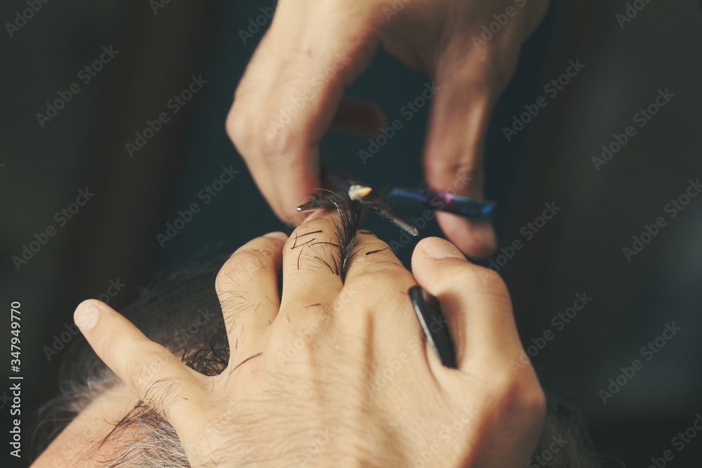 Barbershop salon hairdresser beard barber, male client.