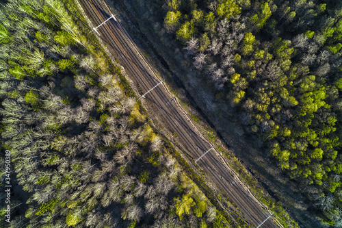Railroad into dark deep for...