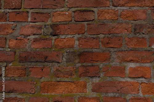 Red, old brick wall. Texture of bricks.