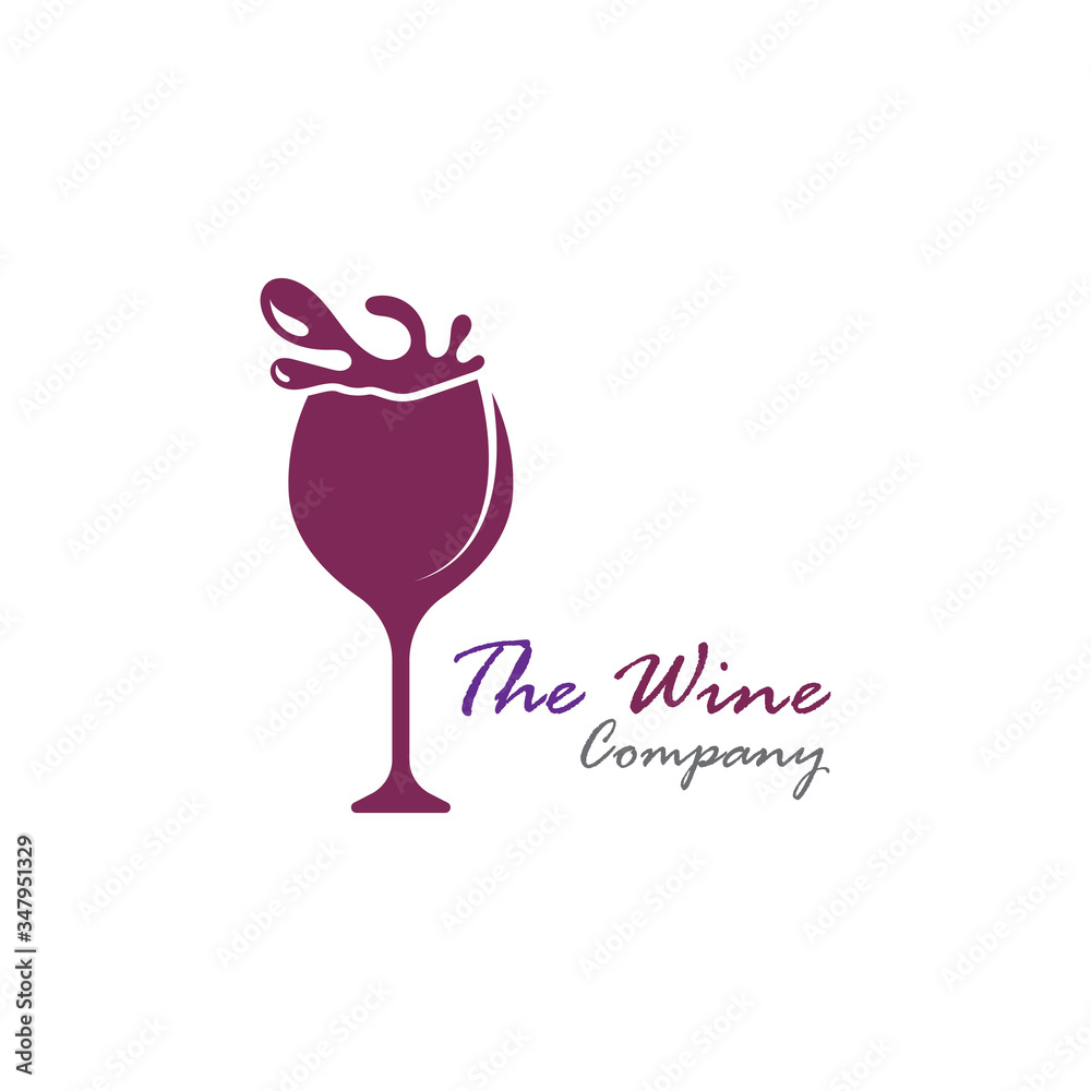 Wine logo on splash design template. Vector illustration of icon