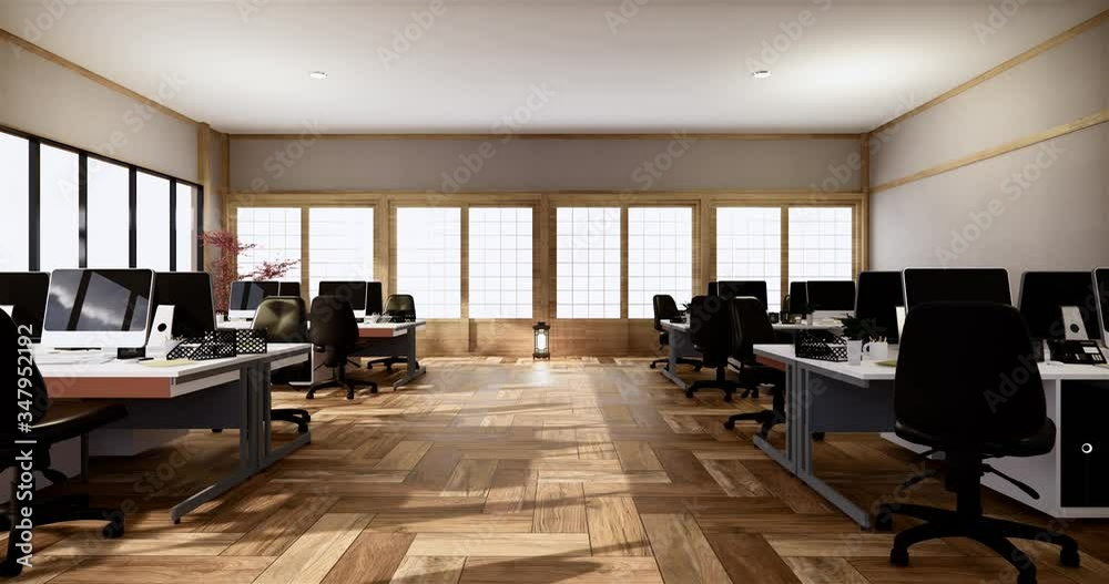 Office business - beautiful japanroom meeting room and conference table, modern style. 3D rendering Office business - beautiful japanroom meeting room and conference table, modern style. 3D rendering