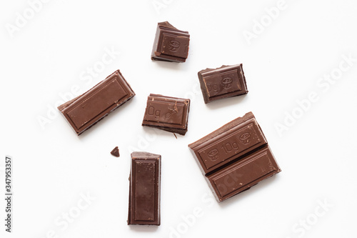 Dark Chocolate bar on white background
