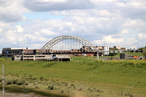 Steel suspension bridge over river Noord at Hendrik Ido Ambacht for road N915 © André Muller