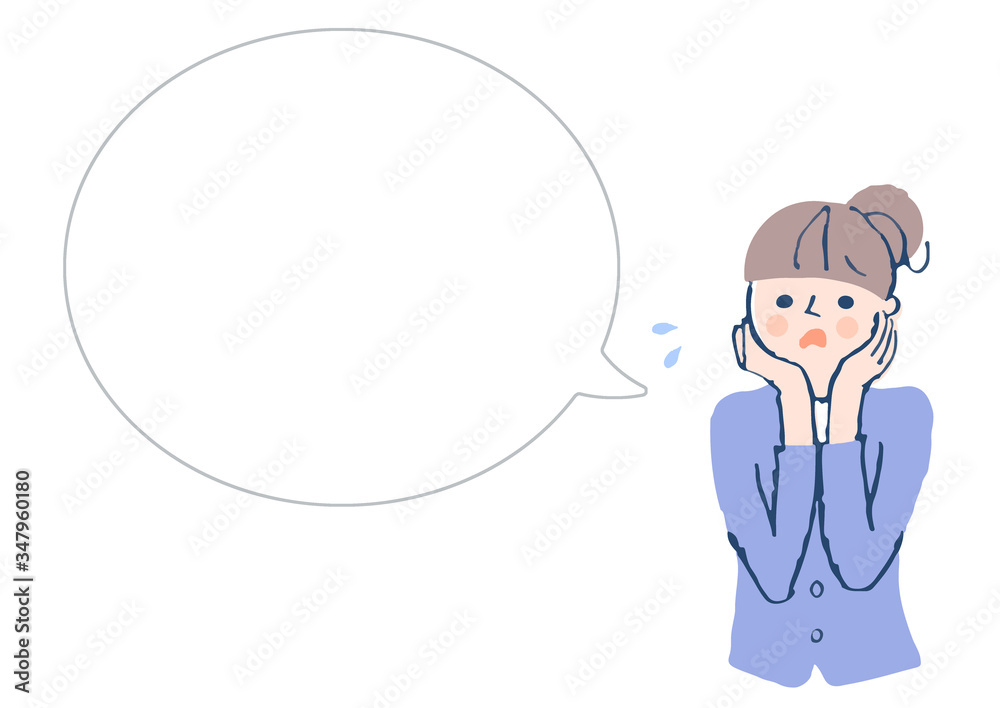 困る女性とふきだし 困る女性とふきだし