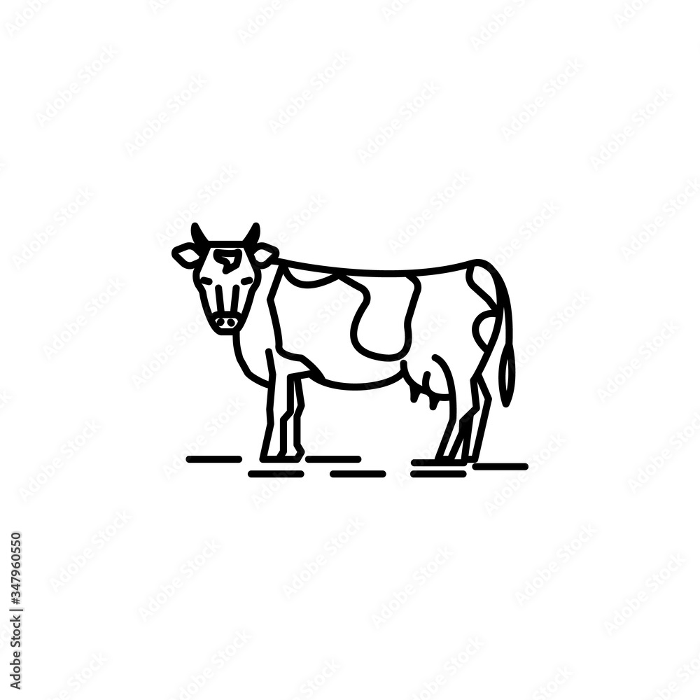 cow line illustration icon on white background