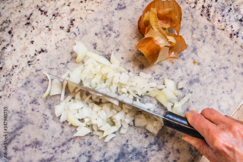 close up of a hand holding a onion