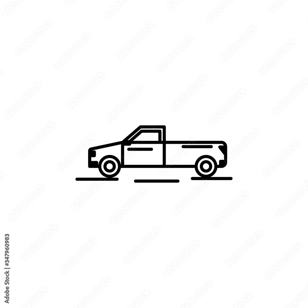 pickup truck line illustration icon on white background pickup truck line illustration icon on white background