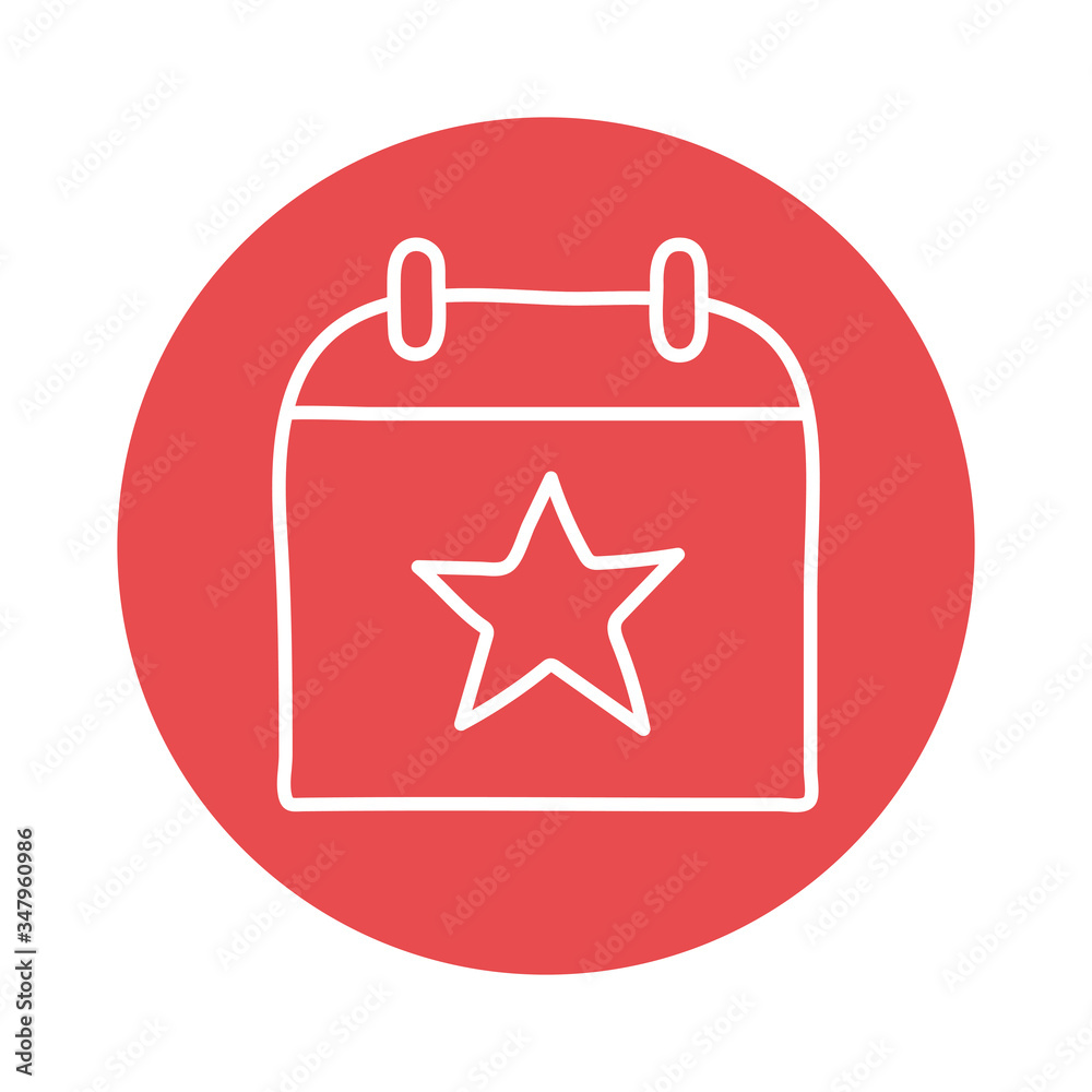 Calendar with star block style icon vector design Calendar with star block style icon vector design