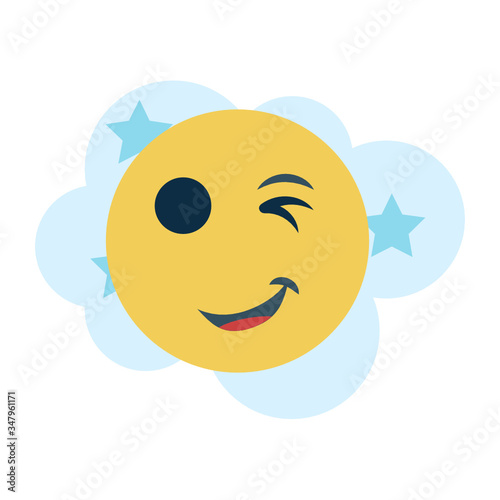 Wink Avatar Vector, facial expression glyph Icon design, Perfect Service Gesture on Bubble Sud background, Yellow Winky Head Flat Concept, 