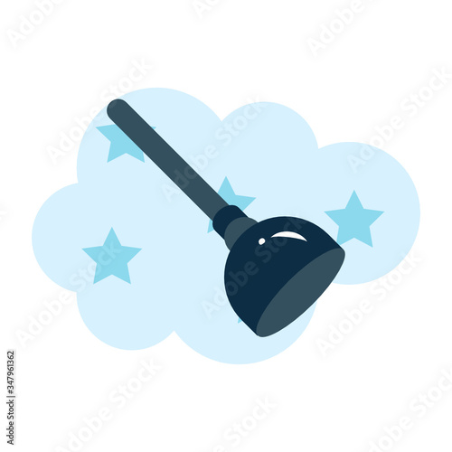 Bathroom Plunger Vector Flat Icon Design, washroom Cleaning Concept, Housekeeping Equipment on Bubble Sud background 