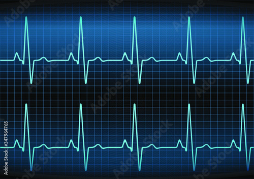 Heart rate graph. Heart beat. Ekg icon wave. Turquoise color. Stock vector illustration.