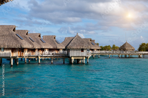 lodges over water and the sea