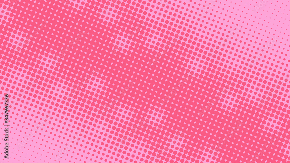 Plakat Pink pop art background in retro comic style with halftone polka dots design, vector illustration eps10