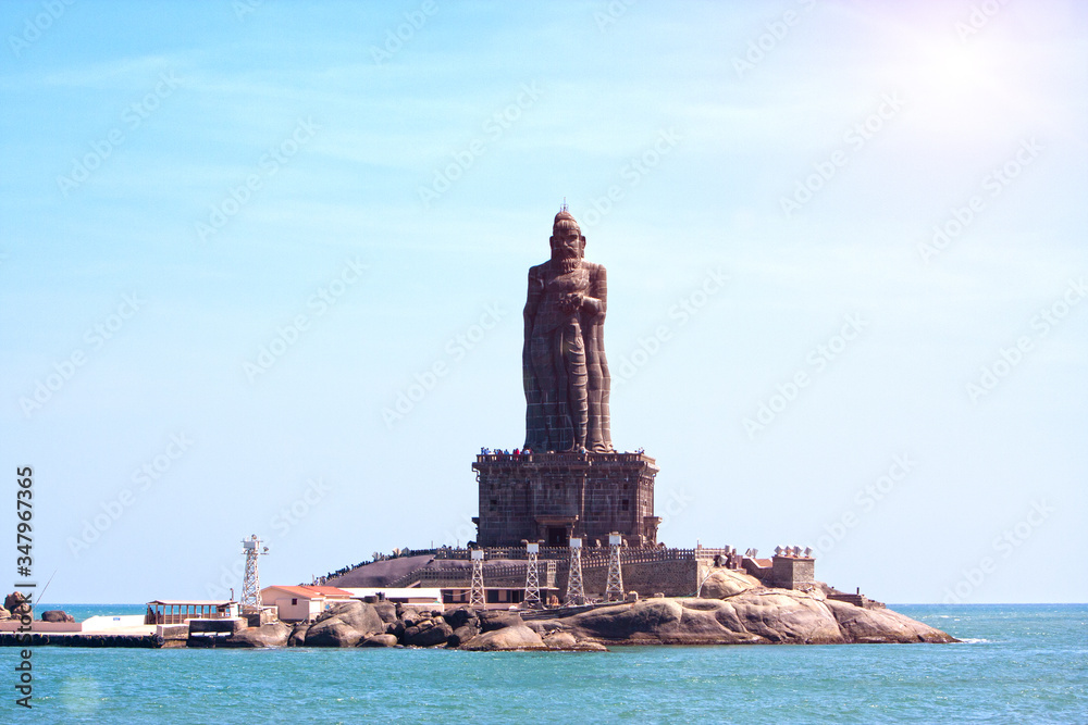 Statue of the Thiruvalluvar, Tamil poet and philosopher. On the rock Island in Sea, Kanyakumari, India