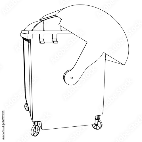 vector dumpster sketch on a white background from different views