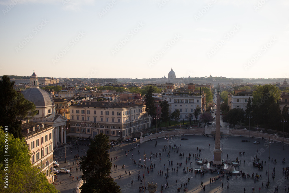 landscape of the city of Rome from a hill
