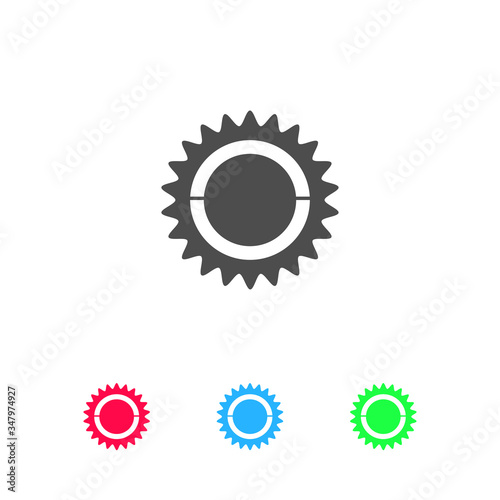 Bike chainring, chainwheel icon flat