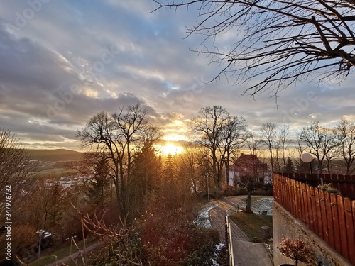 sunset over the river