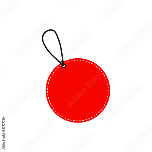 Rectangle and circle red leather tags on white background