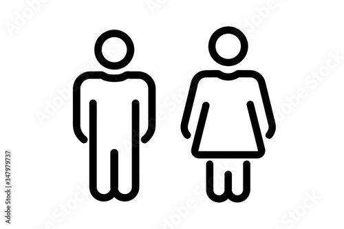 Male and female user avatar. Man and woman symbol. Gentleman and lady toilet icon set. Gender vector icons