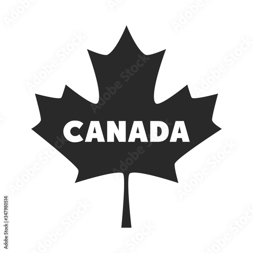 canada day, lettering in maple leaf silhouette style icon