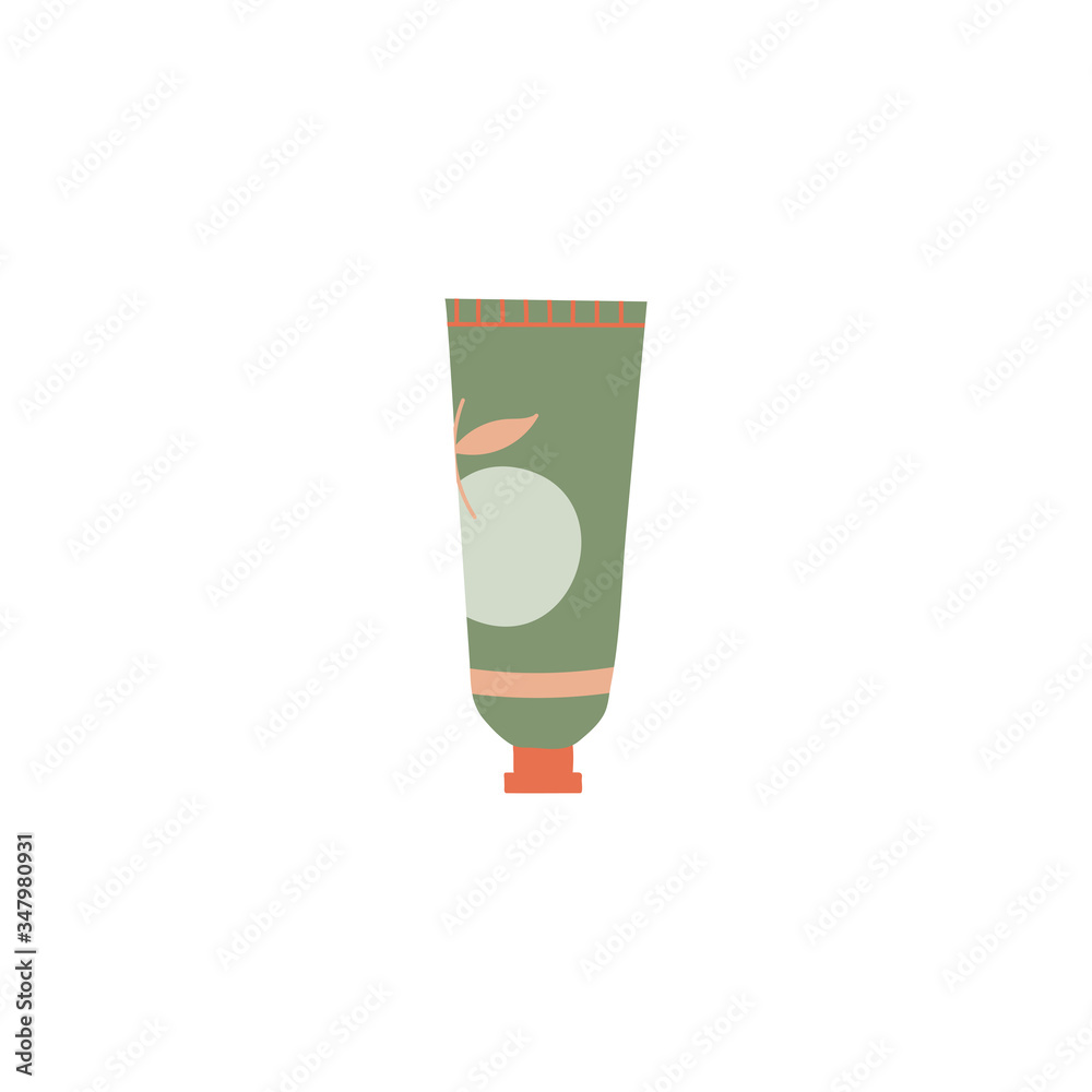 Natural organic hand cream in a tube flat vector illustration.Skincare concept. Natural organic hand cream in a tube flat vector illustration.Skincare concept.
