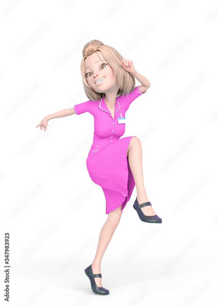 blond nurse cartoon is happy and dancing blond nurse cartoon is happy and dancing