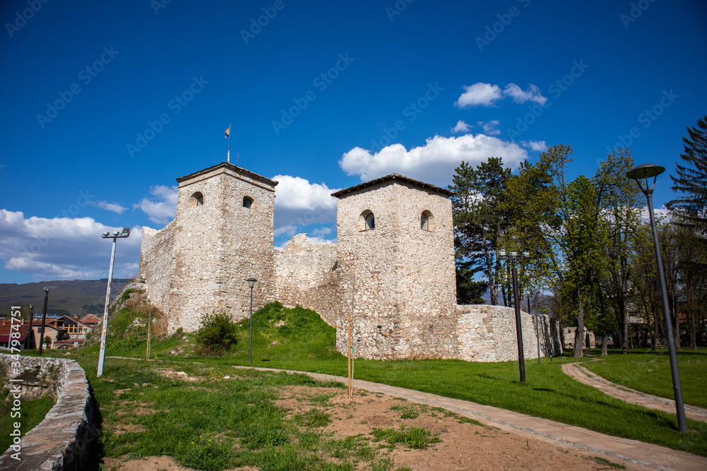 Medieval fortress in Pirot, town in east Serbia at early spring