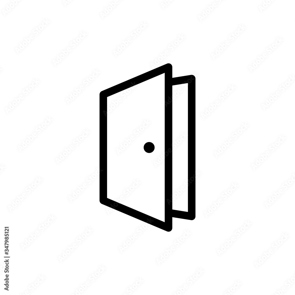 Open door vector icon, in line art style Open door vector icon, in line art style