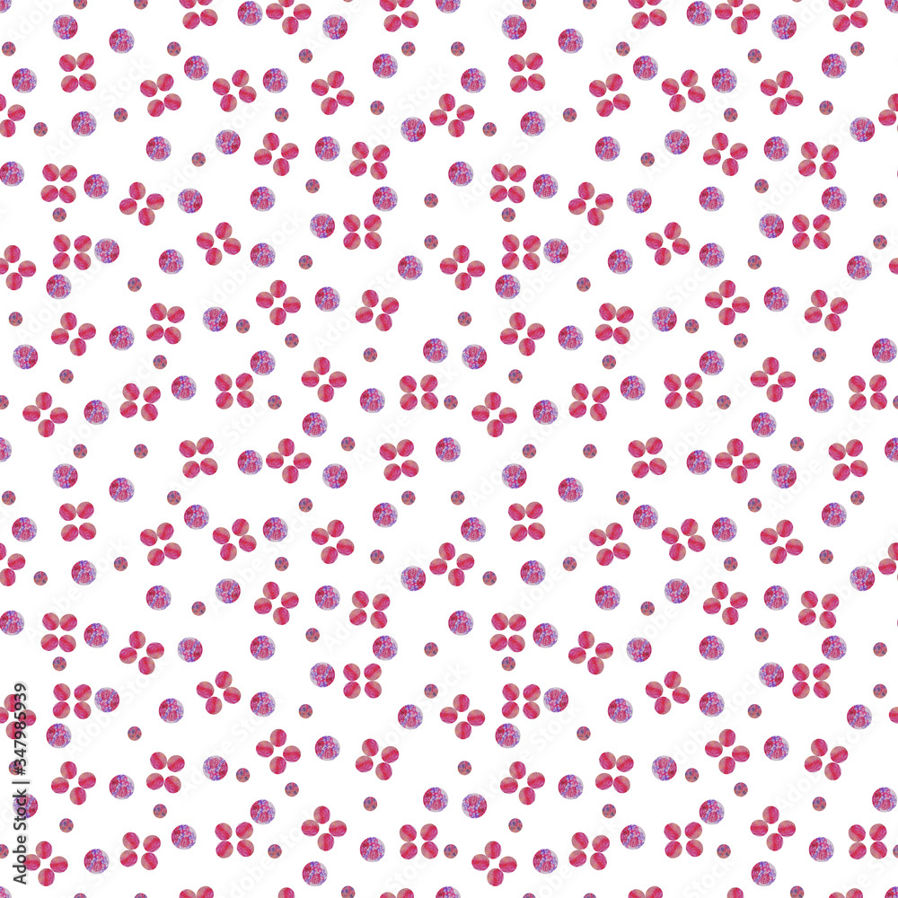seamless pattern in pink and purple shades from small round details containing the image of berries and color transitions