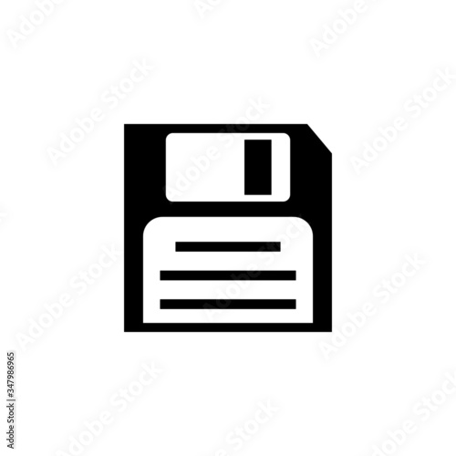 Floppy disk - black icon on white background vector illustration for website, mobile application, presentation, infographic. Diskette savecon cept sign. Graphic design element. photo