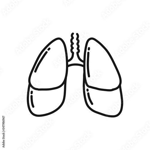 human lungs doodle icon, vector illustration