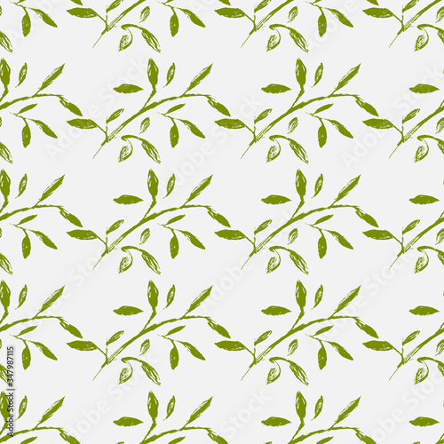 Wallpaper Mural A multi-colored seamless pattern made by a brush. A hand-drawn pattern of leaves and flowers. Simple nature style. Vector eps illustration. Torontodigital.ca