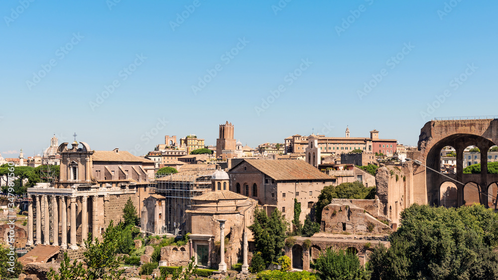 View from Forum Romanum, Roman Forum in Rome, Italy.