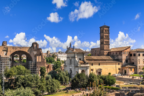 Roman Forum,  Basilica of Maxentius and Constantine and Basilica Santa Francesca Romana, Rome, Italy photo
