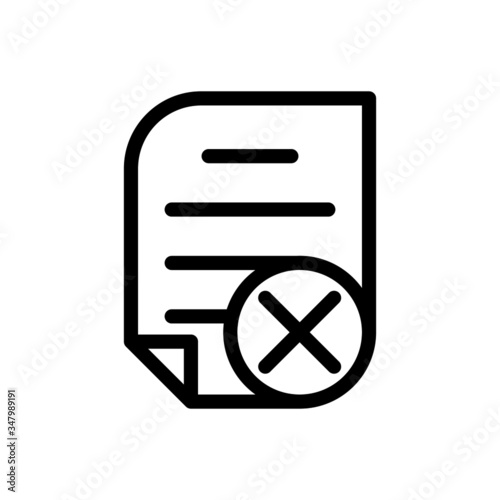 reject form icon in line art style, refusal document icon, flat illustration of refuse document file vector icon, refuse document sign symbol