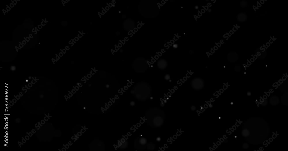 Dust particles on black background, seamless 3D effect. Abstract dust particles with white light bokeh, snow glare and flare sparkles