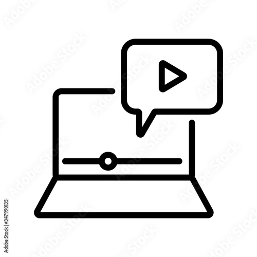 watching video on laptop icon vector. watching video on laptop sign. isolated contour symbol illustration