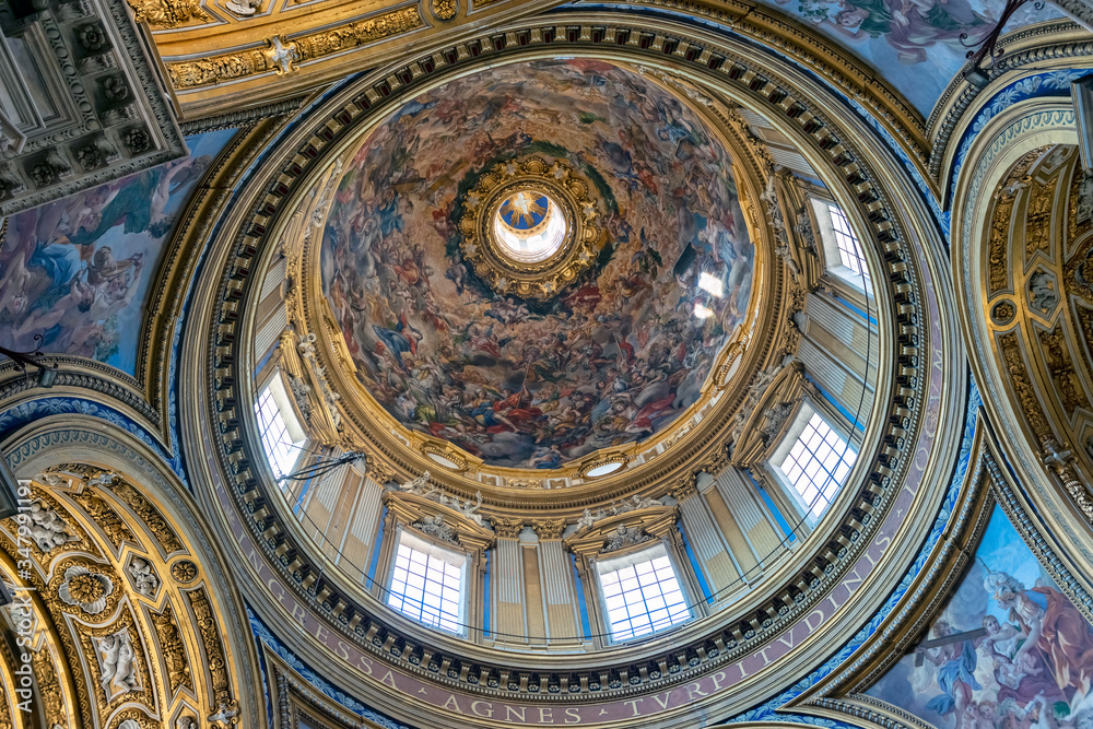 Ceiling in the Church of Sant Agnese in Agone, Rome Italy