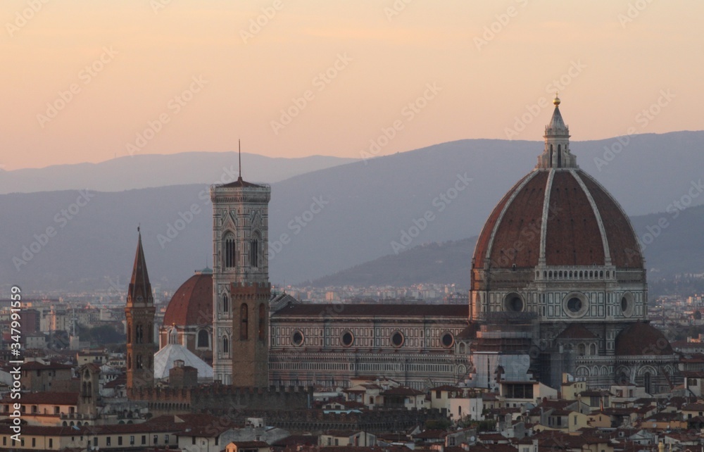 Santa Maria del Fiore Cathedral at the sunset