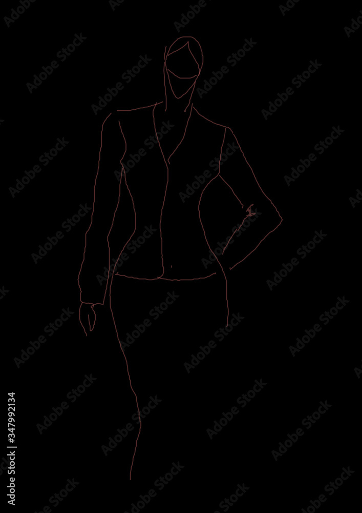 Fototapeta premium Szkic kobiety w masce